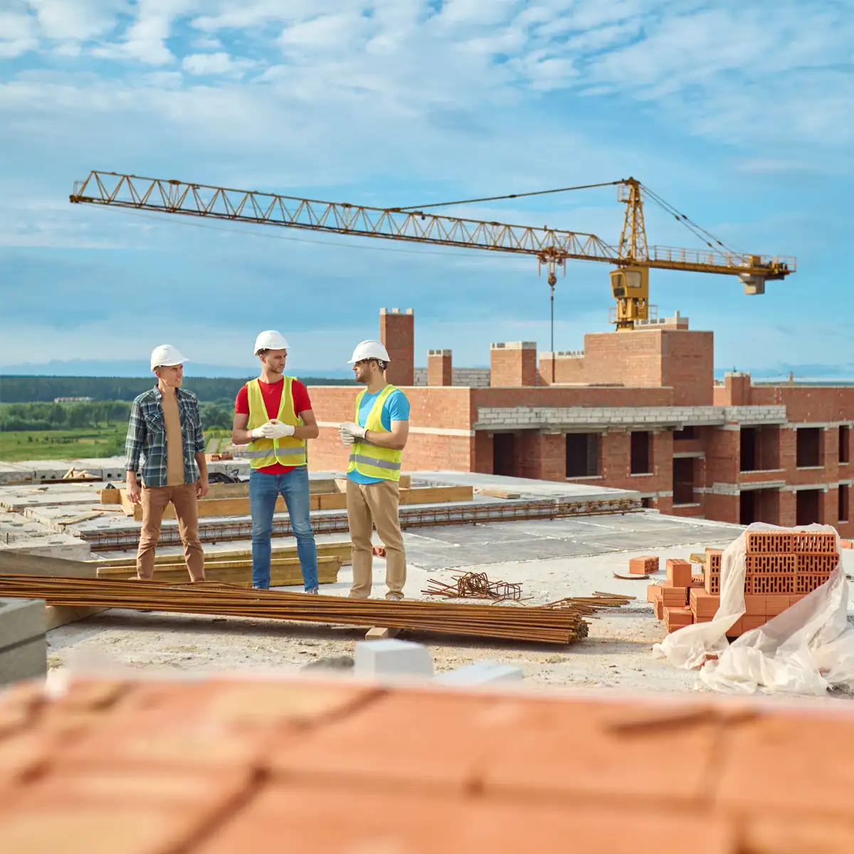 Baubesprechung auf Baustelle am Gardasee